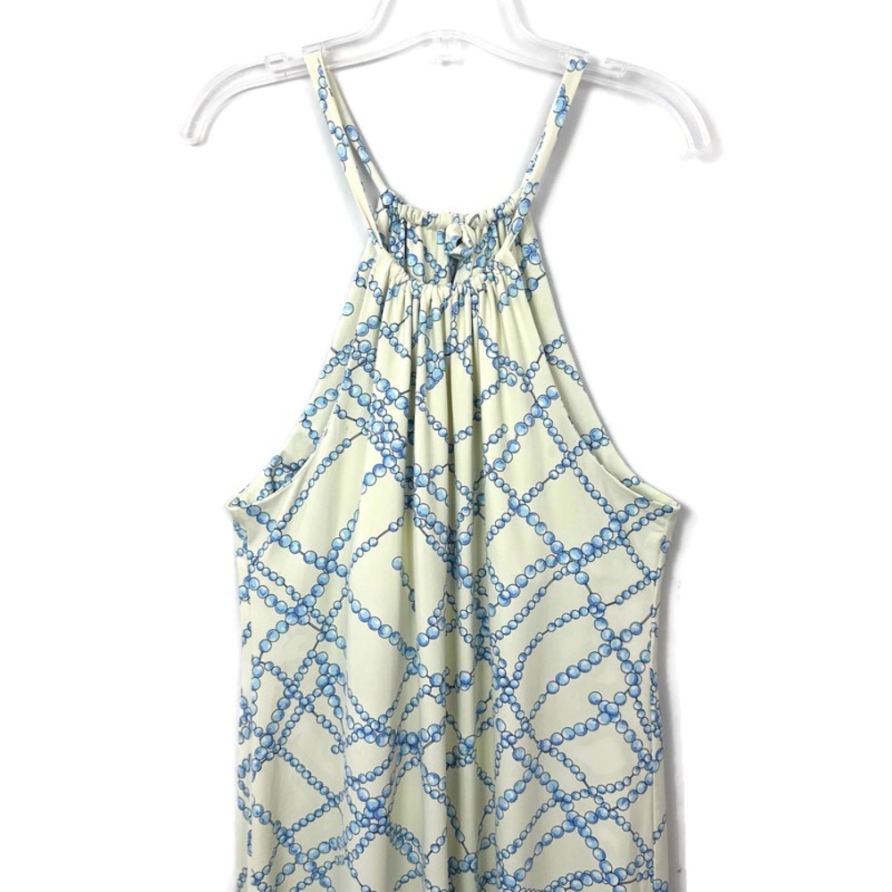 J. McLaughlin Maria Blue Beaded Link Halter Dress Women’s Size Large below knee - Picture 2 of 10